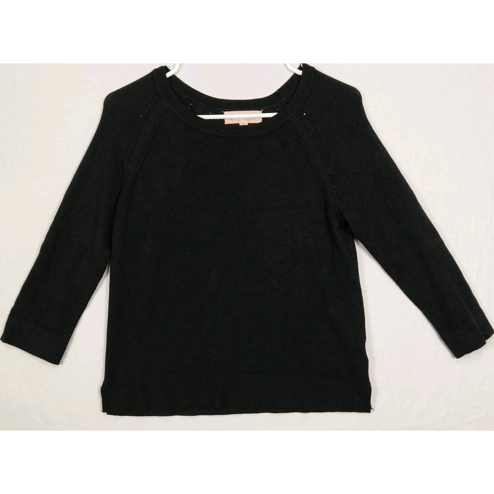 Philosophy Sz S Sweater Black Lightweight Crewneck Soft Minimalist Classic Women